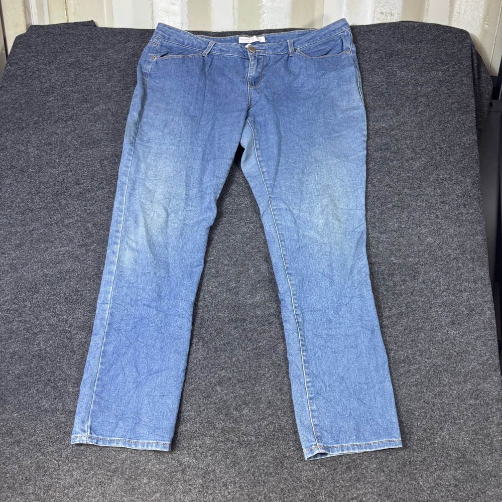 No Boundaries Straight Leg Jeans Womens 15 Blue Denim Cotton Stretch Light Wash